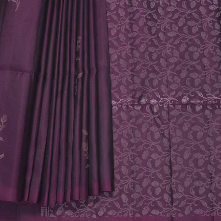 Hayagrivas Dark Purple Handloom Soft Silk Saree KBF883H23-6
