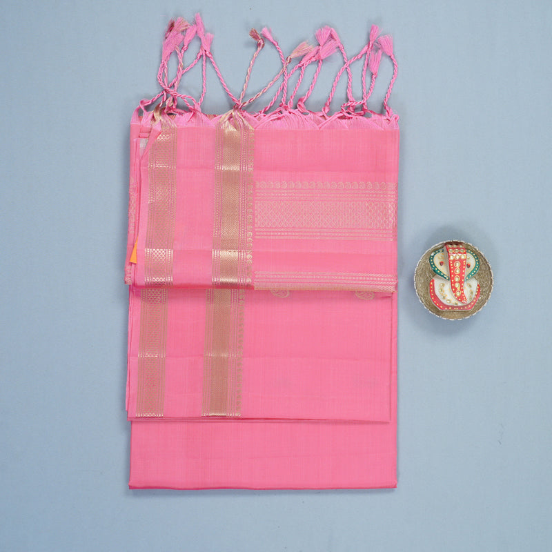 Hayagrivas Rose Pink Handloom Soft Silk Saree KBF883H4-1