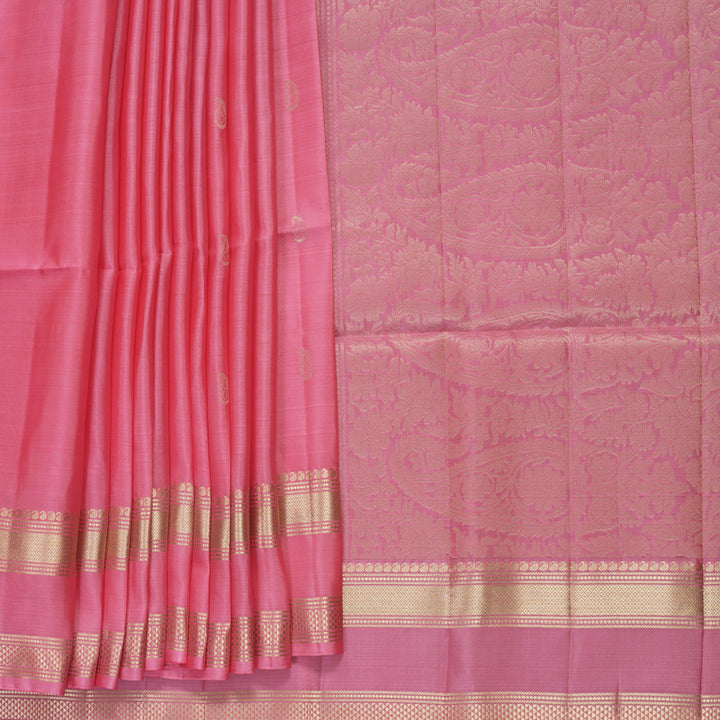 Hayagrivas Rose Pink Handloom Soft Silk Saree KBF883H4-1