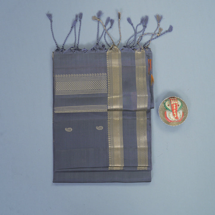 Hayagrivas Grey Handloom Soft Silk Saree KBF883H4-4