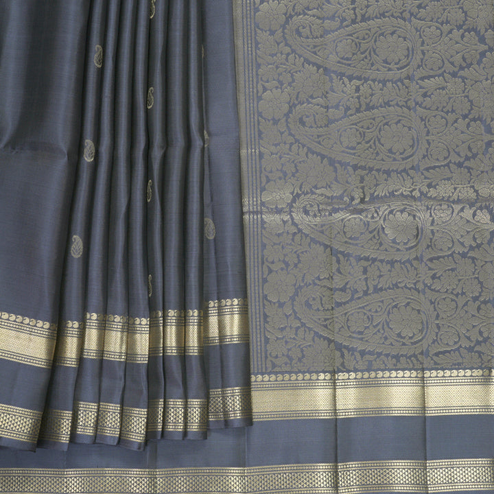 Hayagrivas Grey Handloom Soft Silk Saree KBF883H4-4