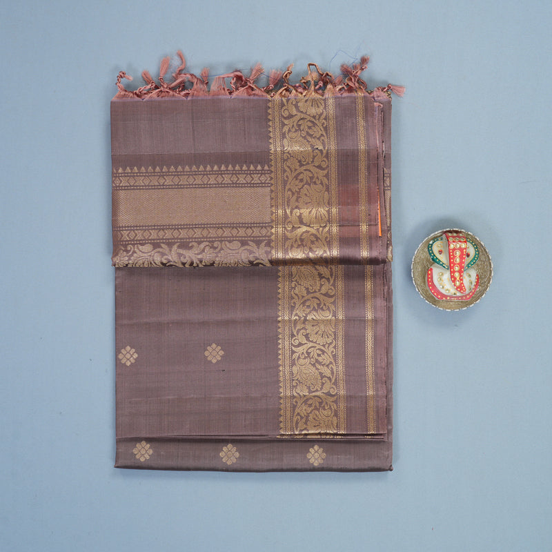 Hayagrivas Dusky Peach Handloom Soft Silk Saree KBF883H4-5