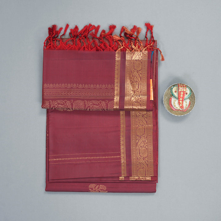 Hayagrivas Maroon Handloom Soft Silk Saree KBF883H4-7