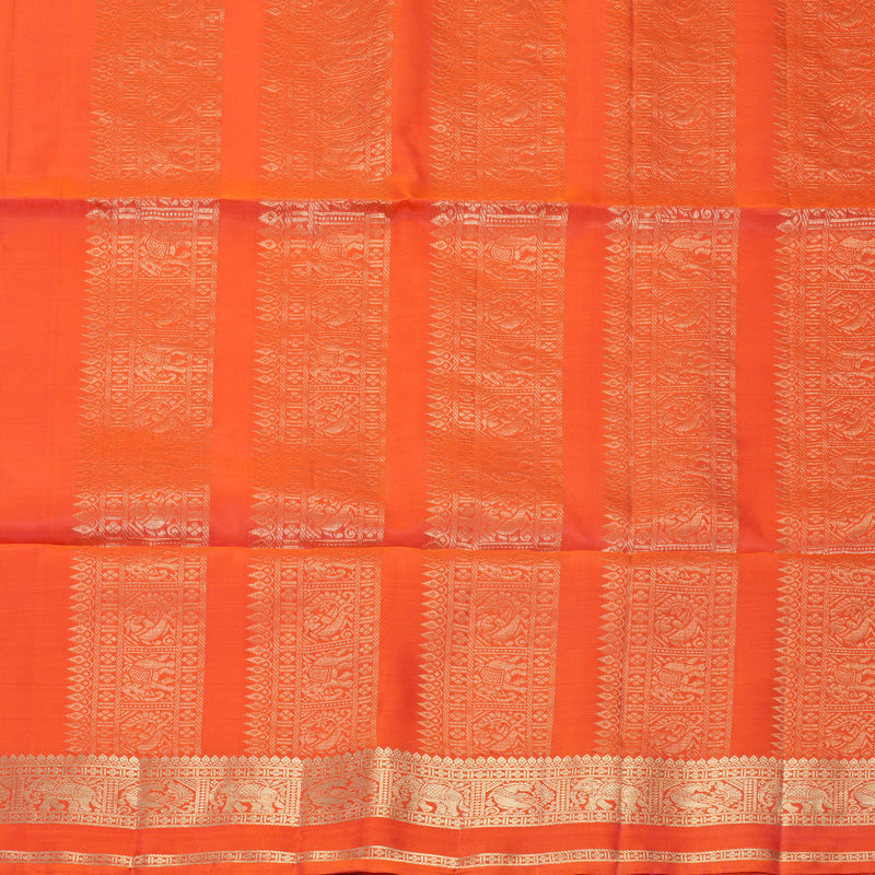 Hayagrivas Orangish-Pink Handloom Soft Silk Saree KBF883H4-9