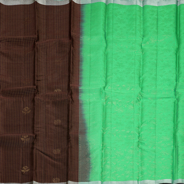 Hayagrivas Dark Brown Handloom Soft Silk Saree KBF883H8-2