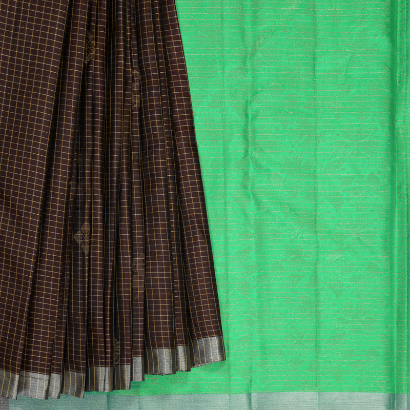 Hayagrivas Dark Brown Handloom Soft Silk Saree KBF883H8-2