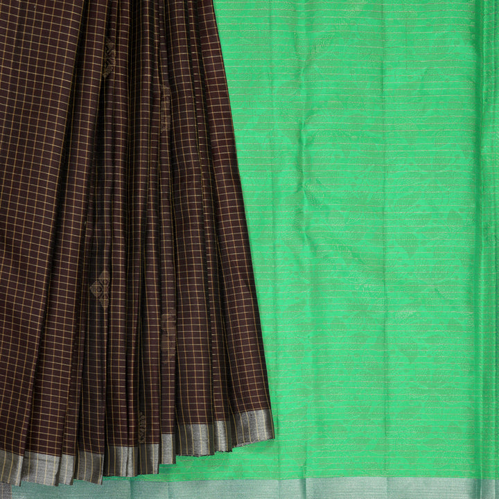 Hayagrivas Dark Brown Handloom Soft Silk Saree KBF883H8-2