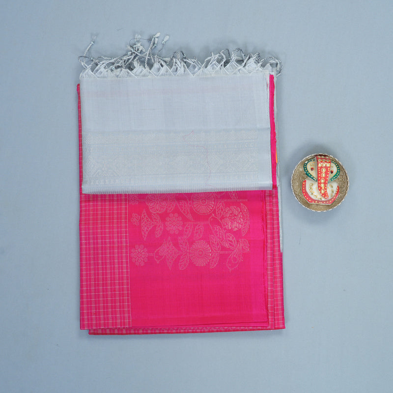 Hayagrivas Pink Handloom Soft Silk Saree KBF885H11-1