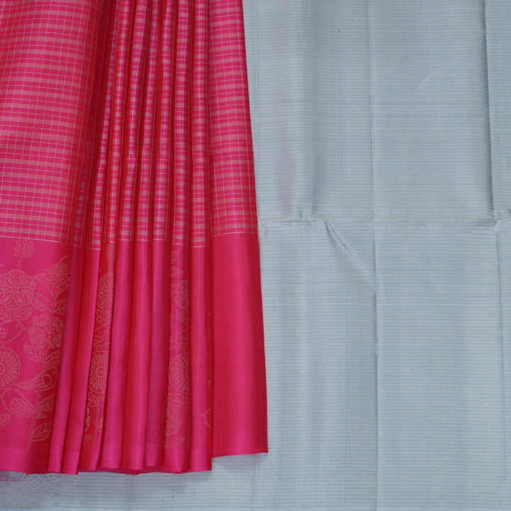 Hayagrivas Pink Handloom Soft Silk Saree KBF885H11-1