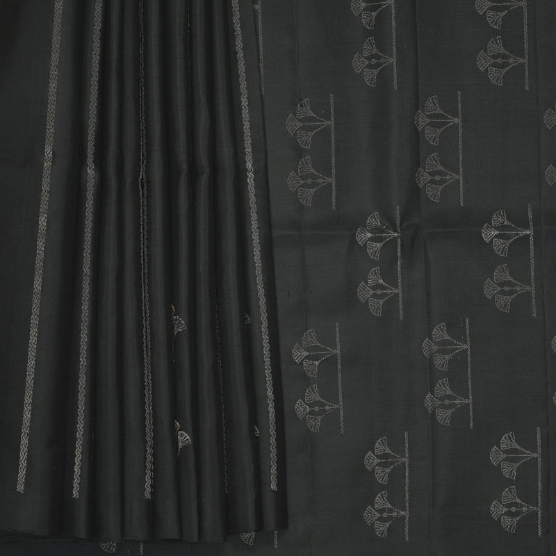 Hayagrivas Black Handloom Soft Silk Saree KBF885H12-1
