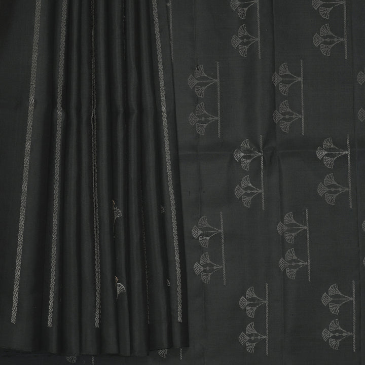 Hayagrivas Black Handloom Soft Silk Saree KBF885H12-1