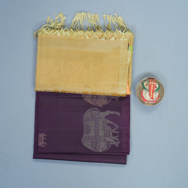 Hayagrivas Brinjal Purple Handloom Soft Silk Saree KBF885H13-2