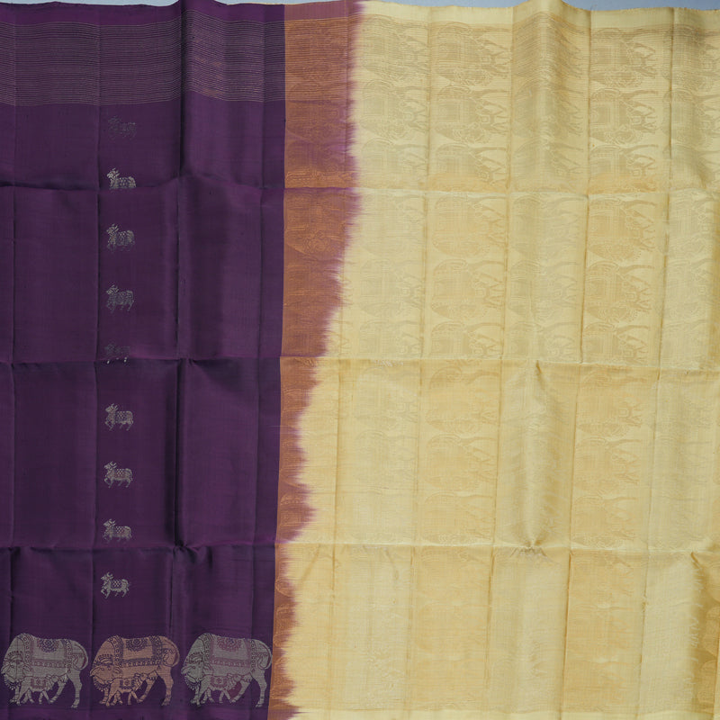 Hayagrivas Brinjal Purple Handloom Soft Silk Saree KBF885H13-2