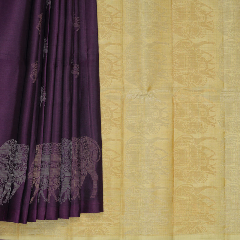 Hayagrivas Brinjal Purple Handloom Soft Silk Saree KBF885H13-2