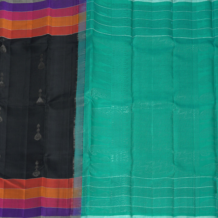 Hayagrivas Black Handloom Soft Silk Saree KBF885H19-1