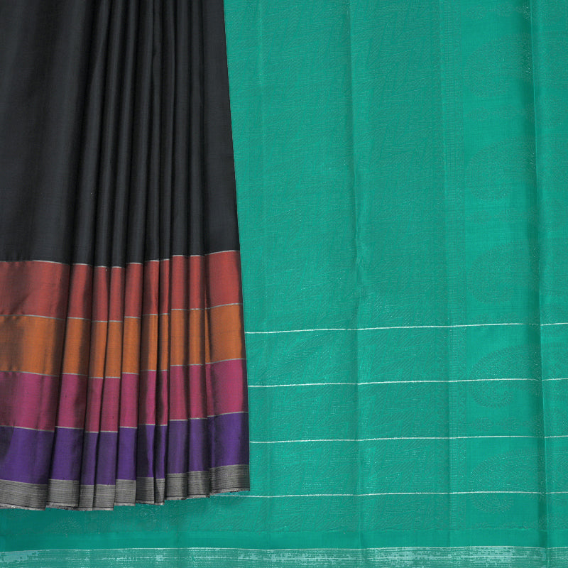 Hayagrivas Black Handloom Soft Silk Saree KBF885H19-1