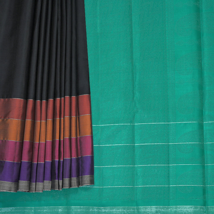 Hayagrivas Black Handloom Soft Silk Saree KBF885H19-1