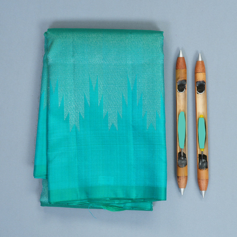 Hayagrivas Handloom Blue-Green Soft Silk Saree KBF885H20-1