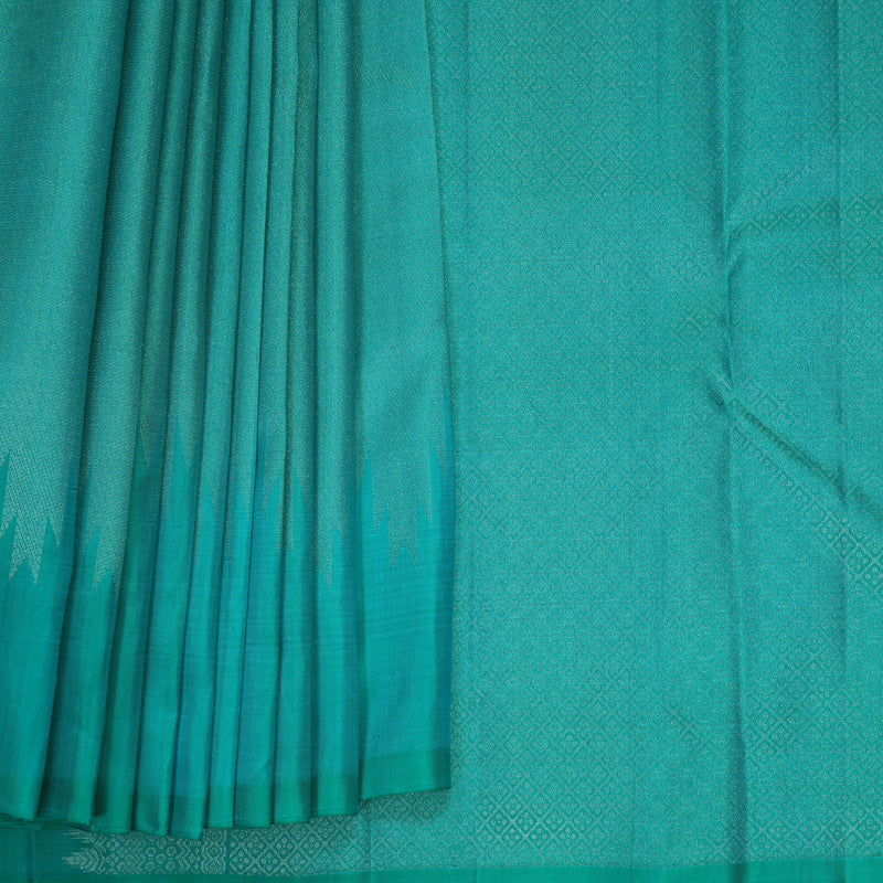 Hayagrivas Handloom Blue-Green Soft Silk Saree KBF885H20-1