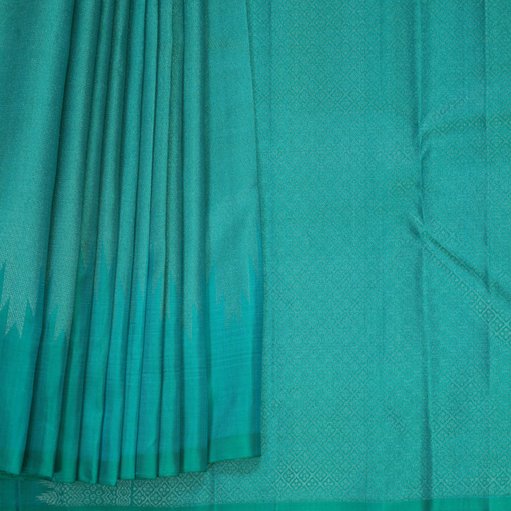 Hayagrivas Handloom Blue-Green Soft Silk Saree KBF885H20-1