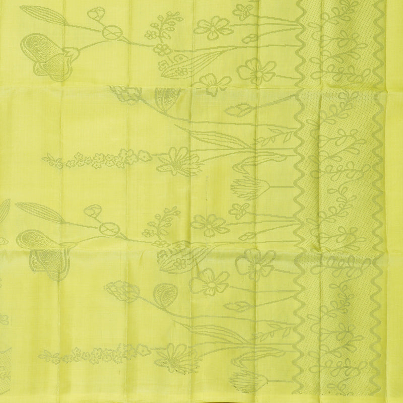 Hayagrivas Lime Yellow Handloom Soft Silk Saree KBF885H21-3