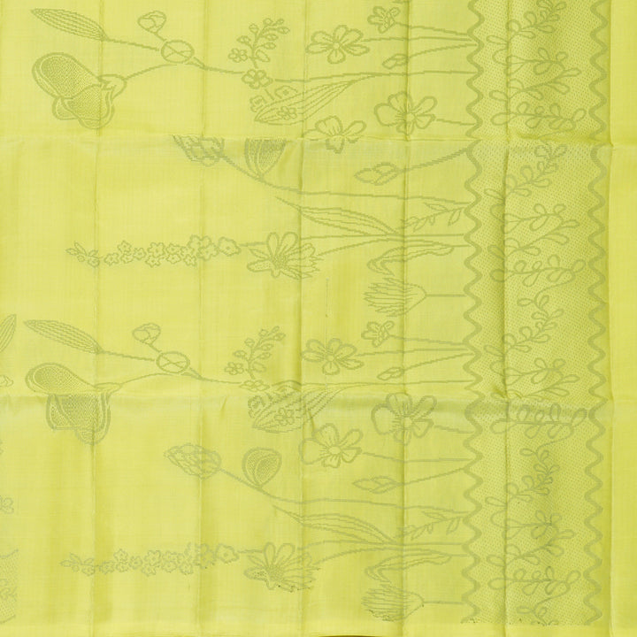 Hayagrivas Lime Yellow Handloom Soft Silk Saree KBF885H21-3