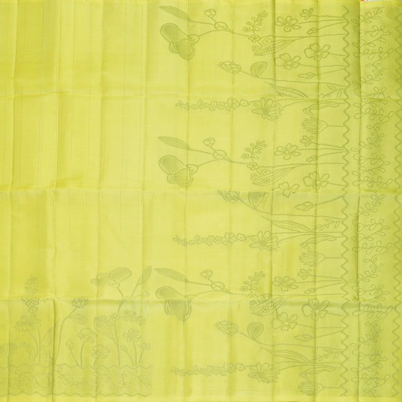 Hayagrivas Lime Yellow Handloom Soft Silk Saree KBF885H21-3