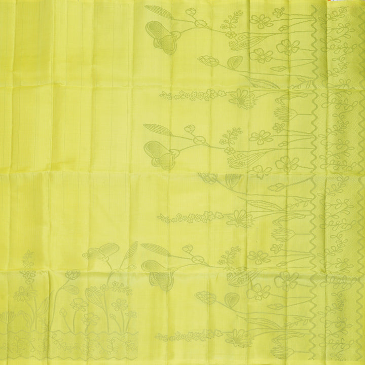 Hayagrivas Lime Yellow Handloom Soft Silk Saree KBF885H21-3