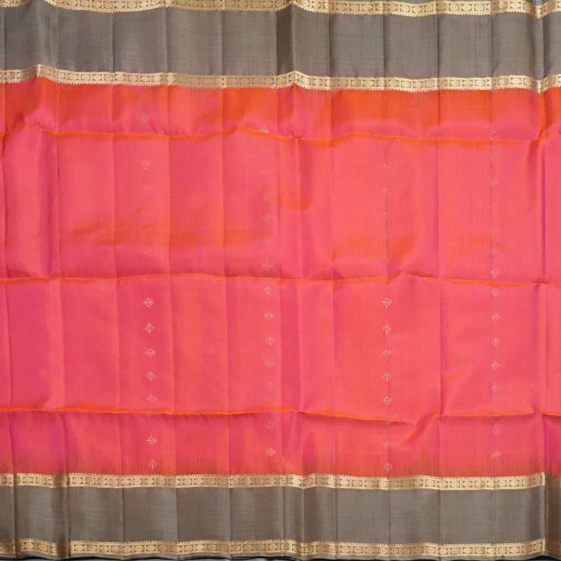 Hayagrivas Orangish-Pink Handloom Soft Silk Saree KBF887H1-1