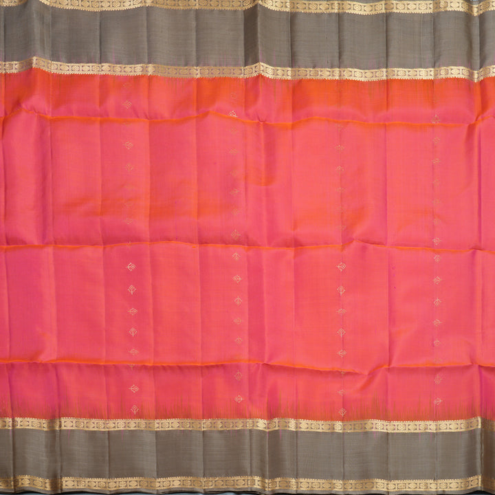 Hayagrivas Orangish-Pink Handloom Soft Silk Saree KBF887H1-1