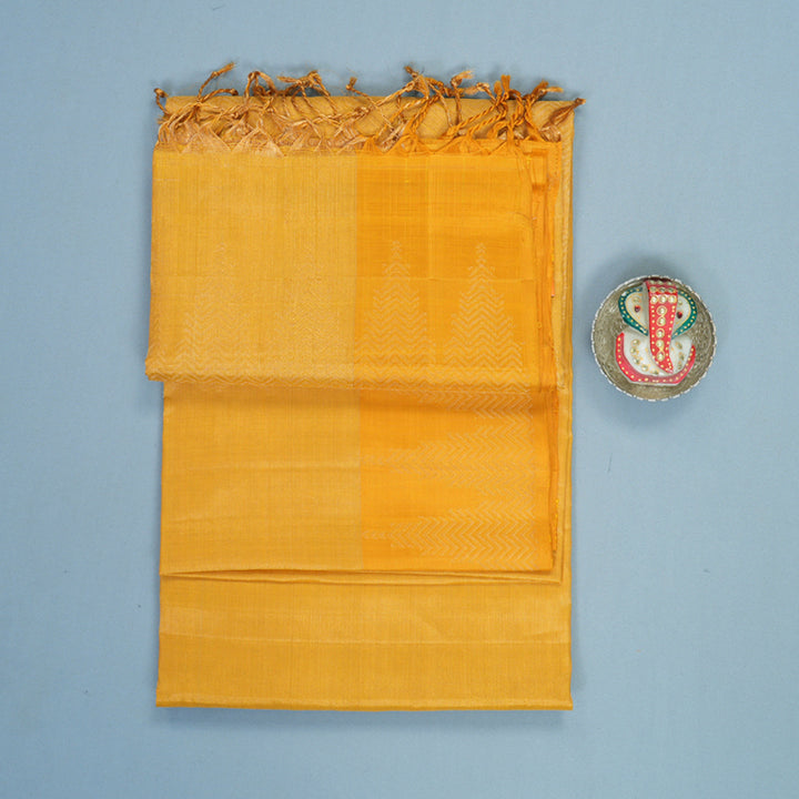 Hayagrivas Mustard Yellow Handloom Soft Silk Saree KBF887H2-2