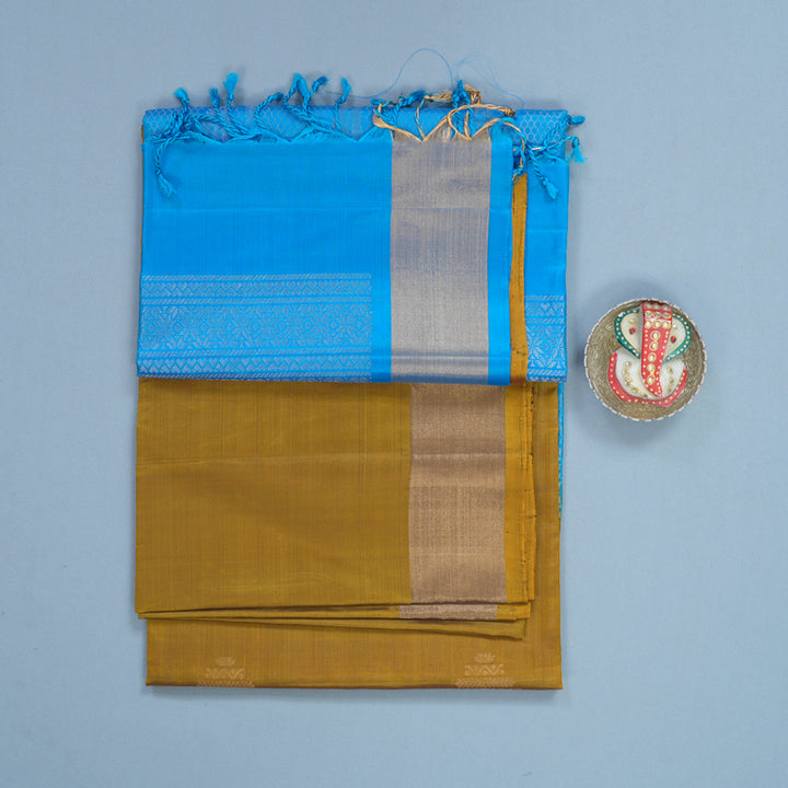 Hayagrivas Honey Mustard Handloom Soft Silk Saree KBF887H3-1