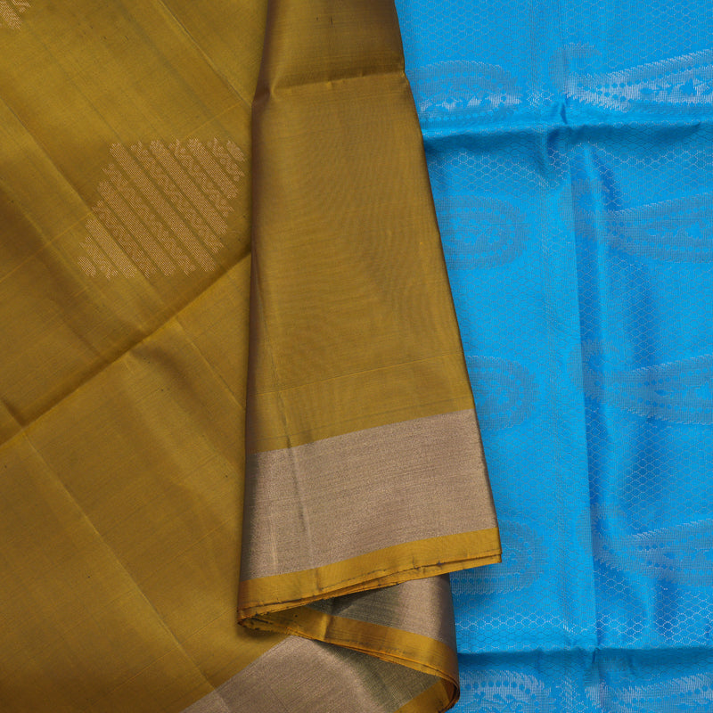 Hayagrivas Honey Mustard Handloom Soft Silk Saree KBF887H3-1