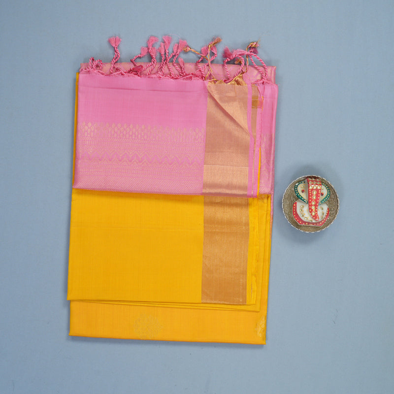 Hayagrivas Yellow Handloom Soft Silk Saree KBF887H6-1