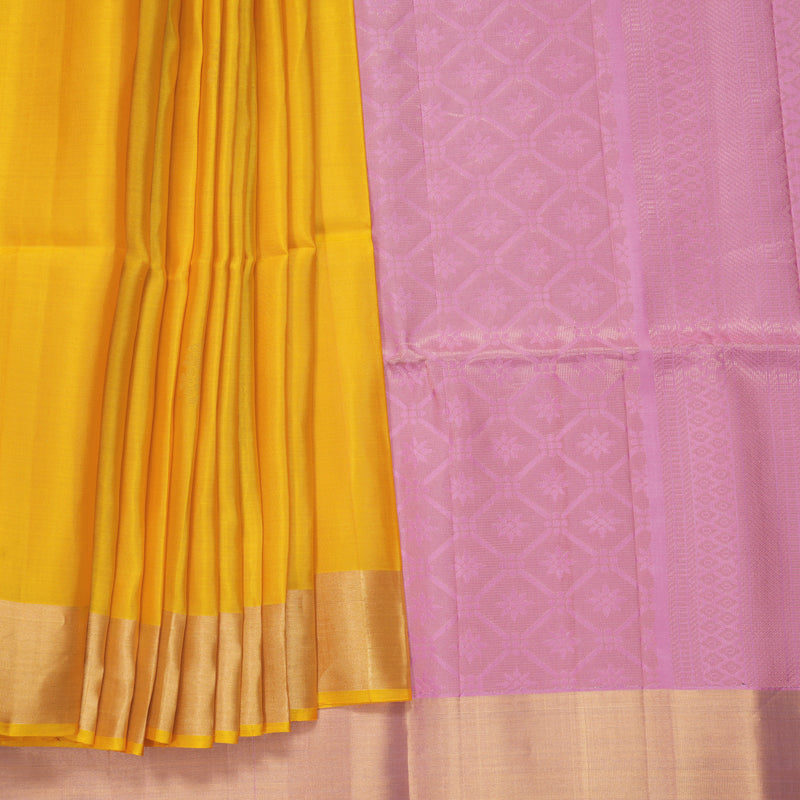 Hayagrivas Yellow Handloom Soft Silk Saree KBF887H6-1