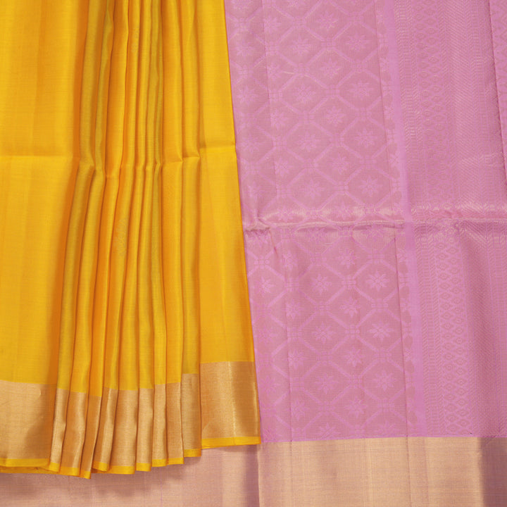 Hayagrivas Yellow Handloom Soft Silk Saree KBF887H6-1