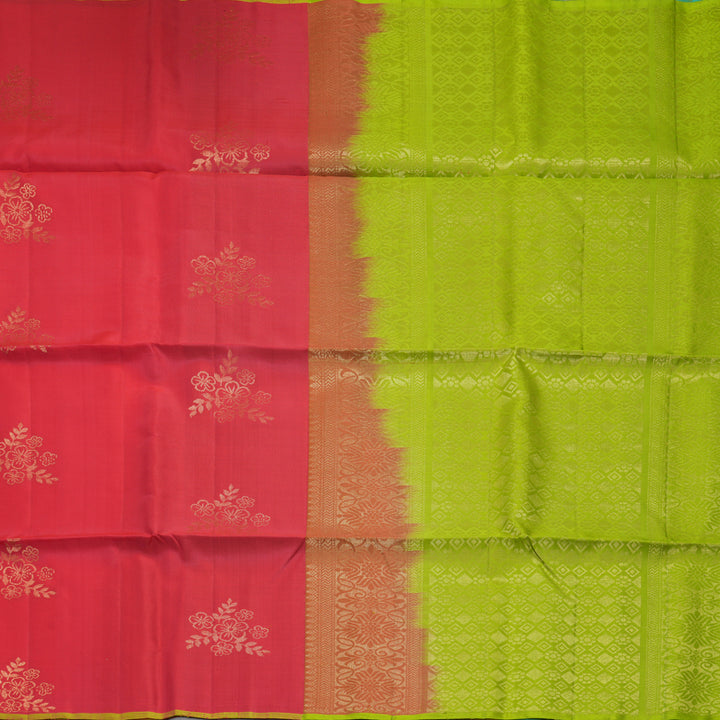 Hayagrivas Reddish-Pink Handloom Soft Silk Saree KBF887H6-3
