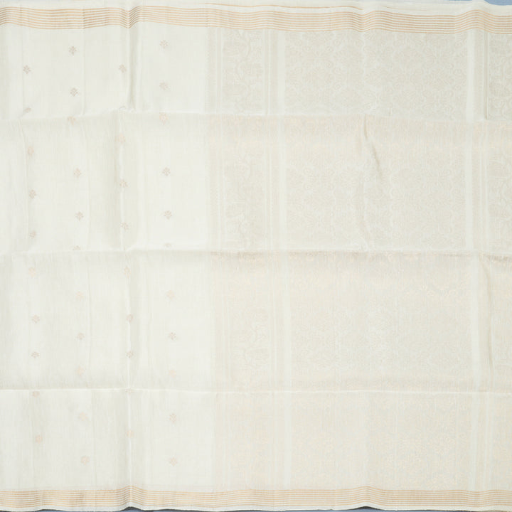 Hayagrivas Half-White Handloom Soft Silk Saree KBF887H7-3