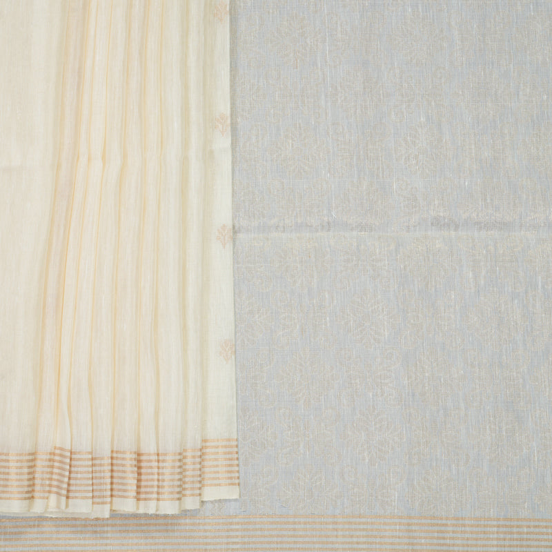 Hayagrivas Half-White Handloom Soft Silk Saree KBF887H7-3