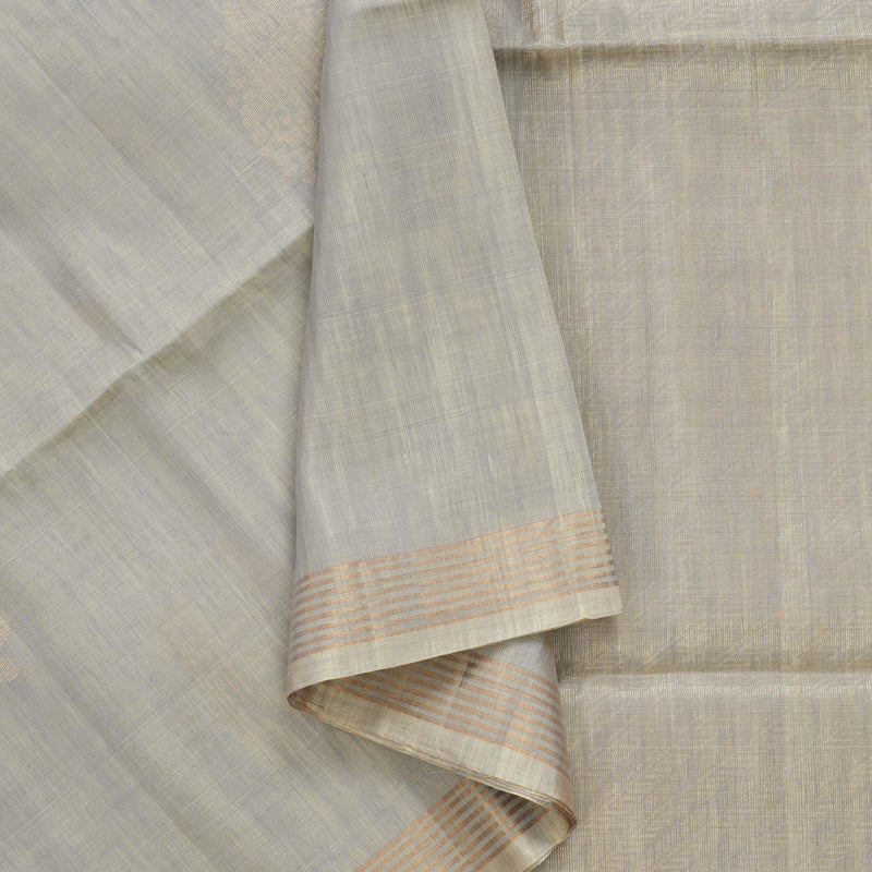 Hayagrivas Light Grey Handloom Soft Silk Saree KBF887H7-9