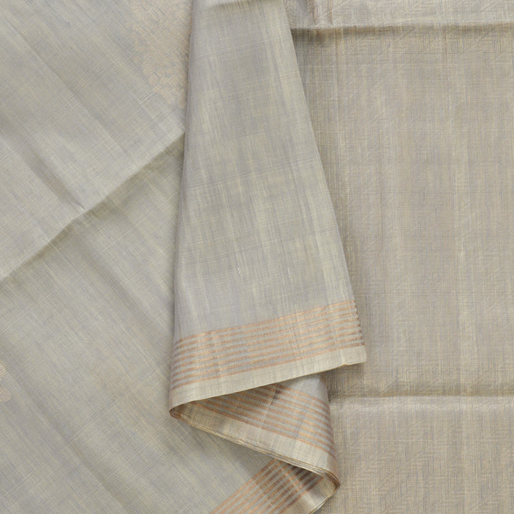 Hayagrivas Light Grey Handloom Soft Silk Saree KBF887H7-9