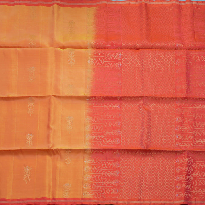 Hayagrivas Golden Orange Handloom Soft Silk Saree KBF888H1-1