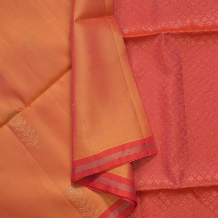 Hayagrivas Golden Orange Handloom Soft Silk Saree KBF888H1-1