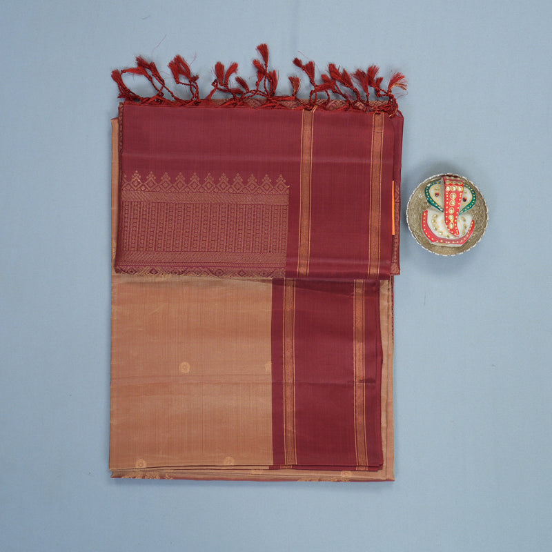Hayagrivas Biscuit Brown Handloom Soft Silk Saree KBF888H1-4