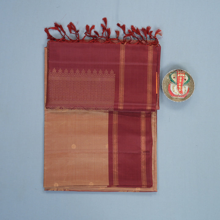 Hayagrivas Biscuit Brown Handloom Soft Silk Saree KBF888H1-4
