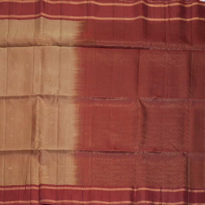 Hayagrivas Biscuit Brown Handloom Soft Silk Saree KBF888H1-4