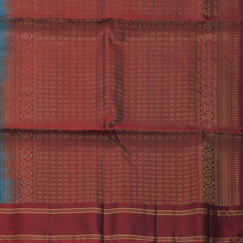 Hayagrivas Peacock Blue Handloom Soft Silk Saree KBF888H1-5
