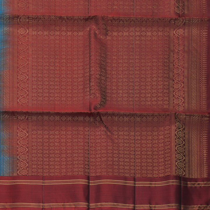 Hayagrivas Peacock Blue Handloom Soft Silk Saree KBF888H1-5
