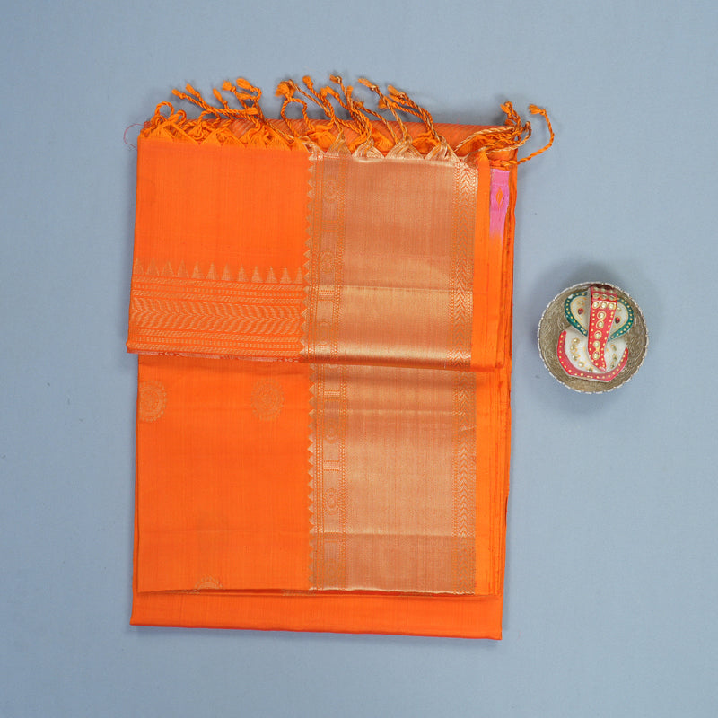 Hayagrivas Orange Handloom Soft Silk Saree KBF888H2-1