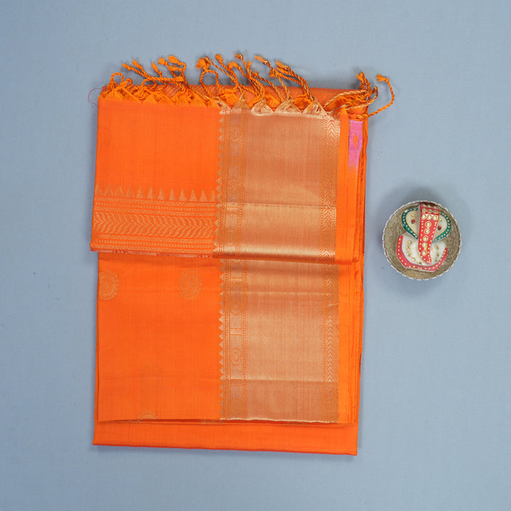 Hayagrivas Orange Handloom Soft Silk Saree KBF888H2-1